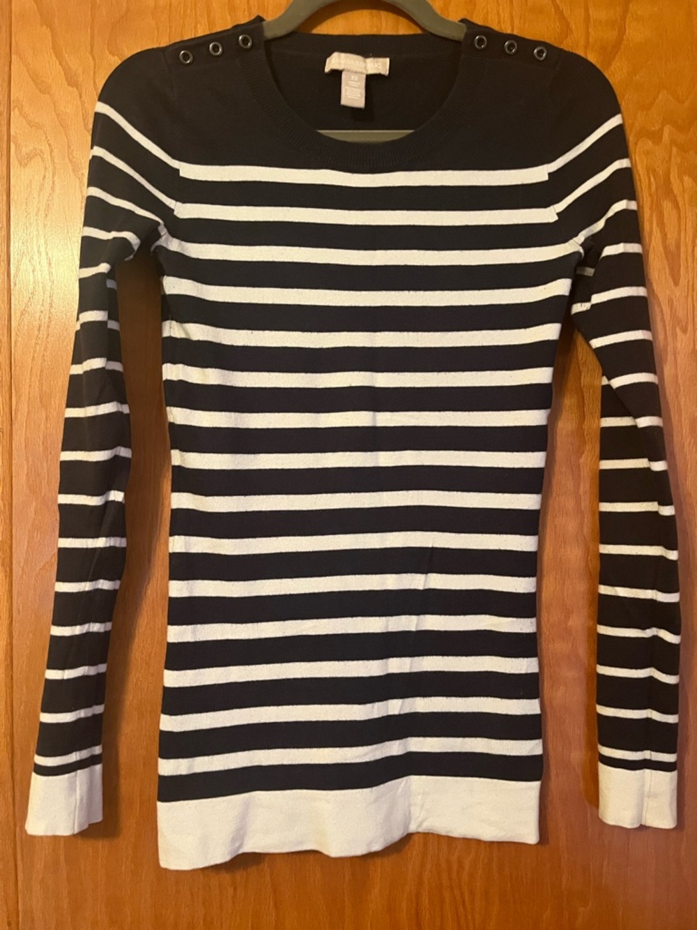 Striped Long-Sleeve Boatneck Sweater - Navy & White